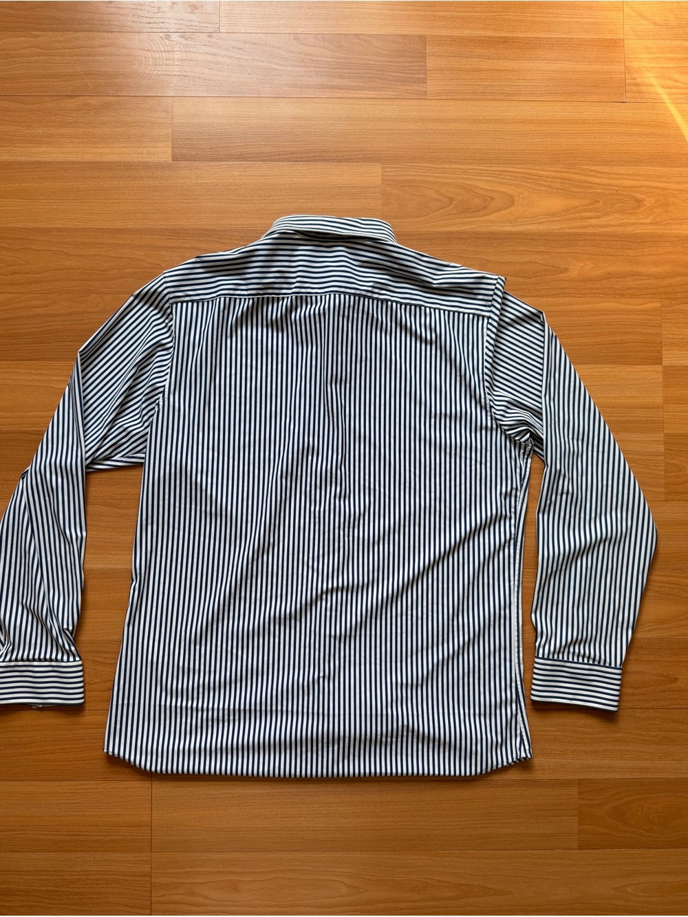 Men's Zara Slim Fit Blue & White Stripe Dress Shirt - Picture 2 of 3